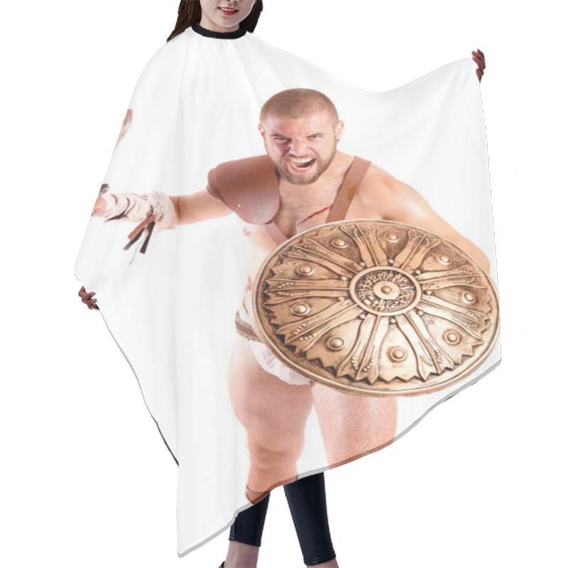 Personality  Strong Gladiator Isolated In White Background Hair Cutting Cape