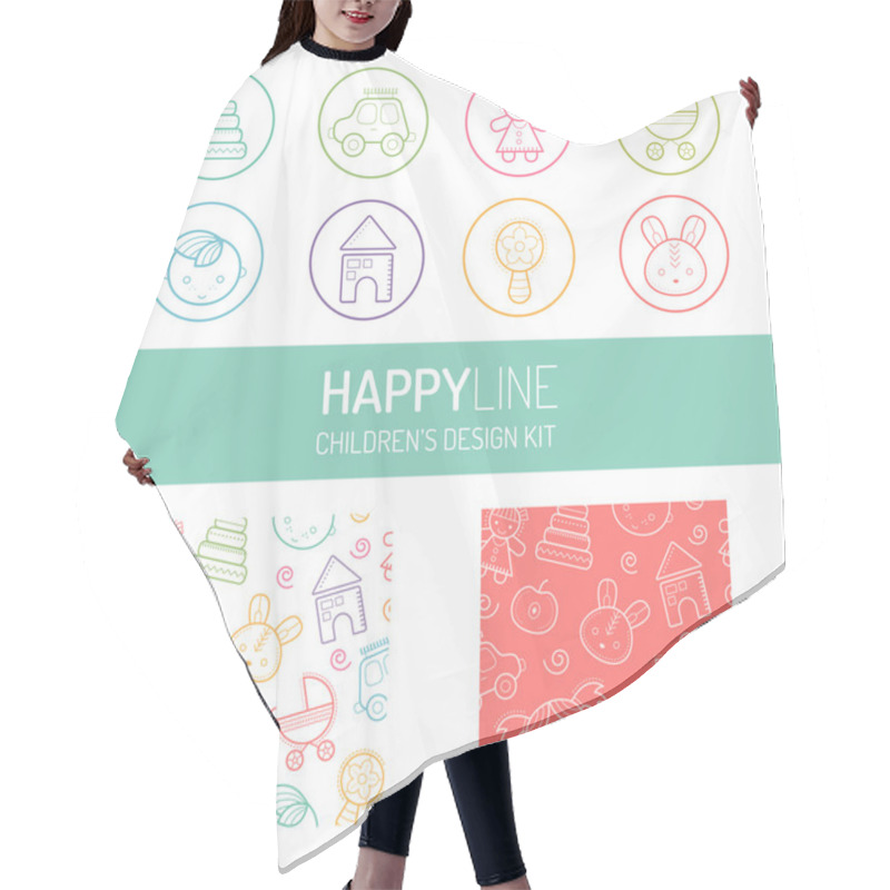 Personality  Pastel Baby Icon And Pattern Set Hair Cutting Cape