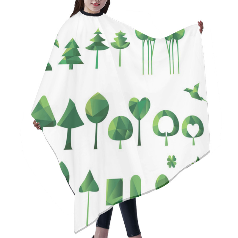 Personality  Set Of Geometric Vector Trees Hair Cutting Cape