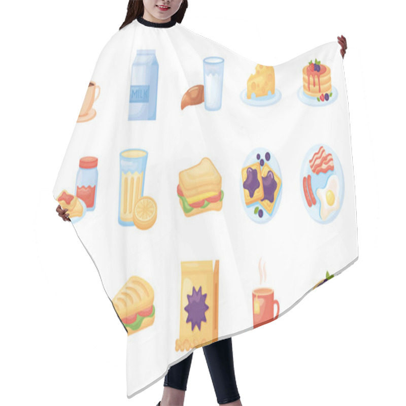 Personality  Bundle Of Breakfast Food Set Icons Hair Cutting Cape