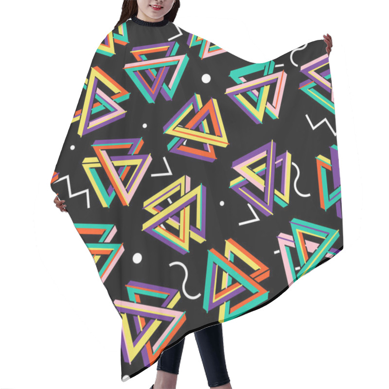 Personality  Vector Pattern 80s. Seamless Background. Retro Memphis Style. Hair Cutting Cape