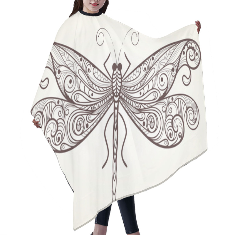 Personality  Vector Dragonfly With Unique Pattern Hair Cutting Cape