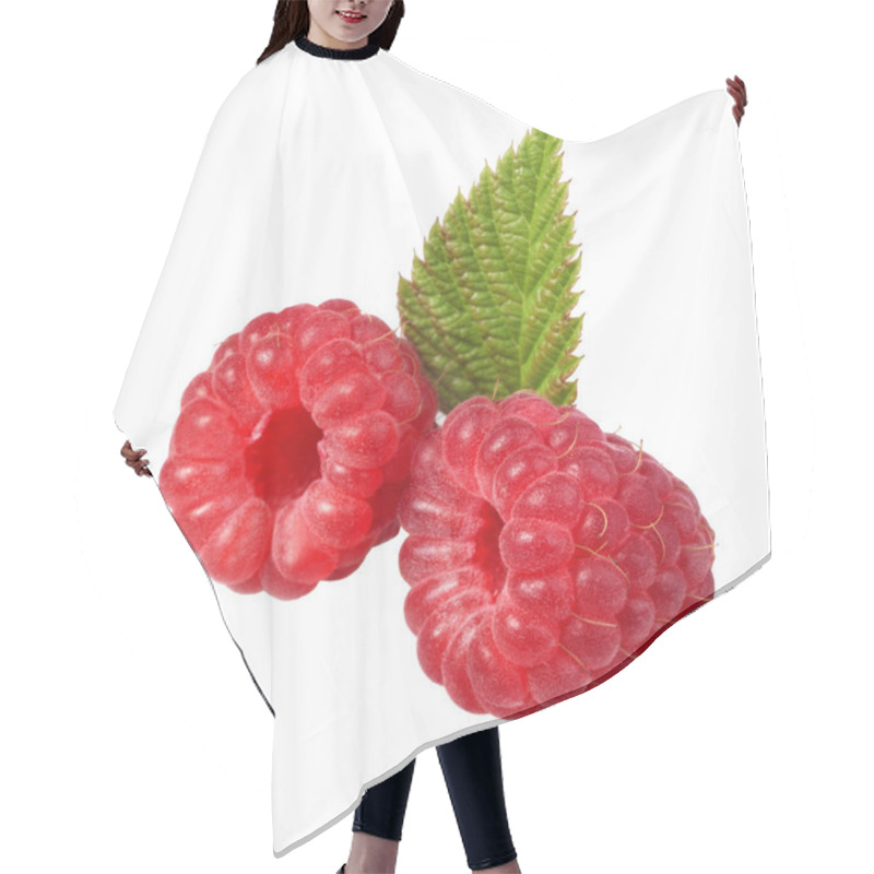 Personality  Fresh Raspberries On White Background Hair Cutting Cape