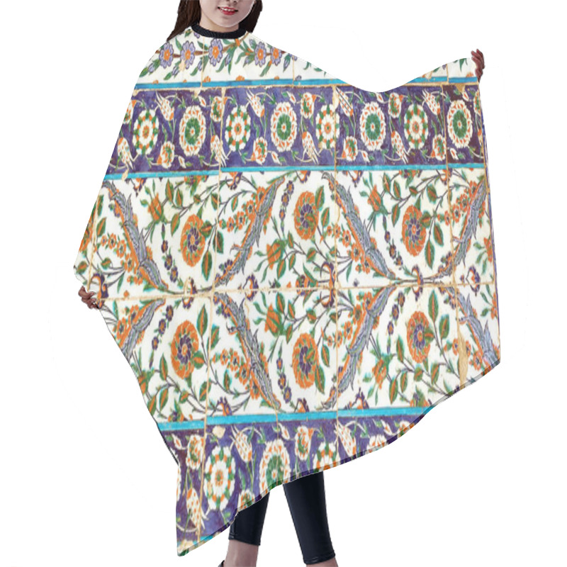 Personality  30.12.2009 ISTANBUL TURKEY.Floral Patterned Tile From Blue Mosque,ancient Ottoman Era. Hair Cutting Cape