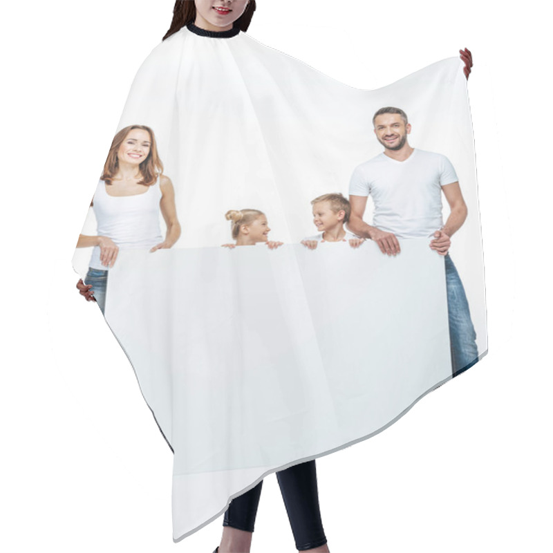 Personality  Happy Family Holding Blank Card Hair Cutting Cape