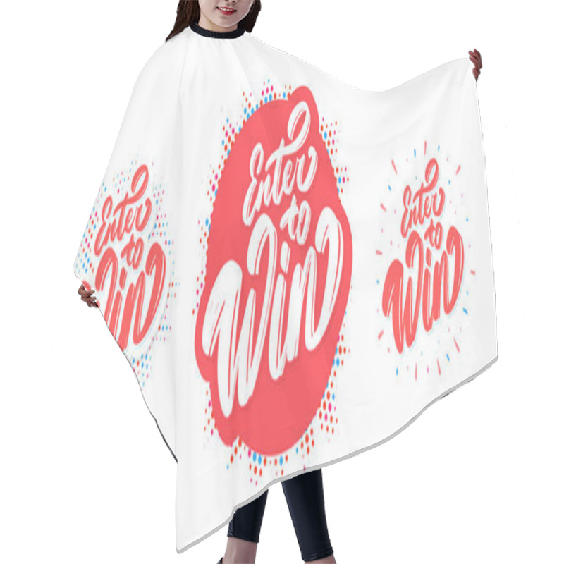 Personality  Enter To Win. Vector Banners Set. Hair Cutting Cape