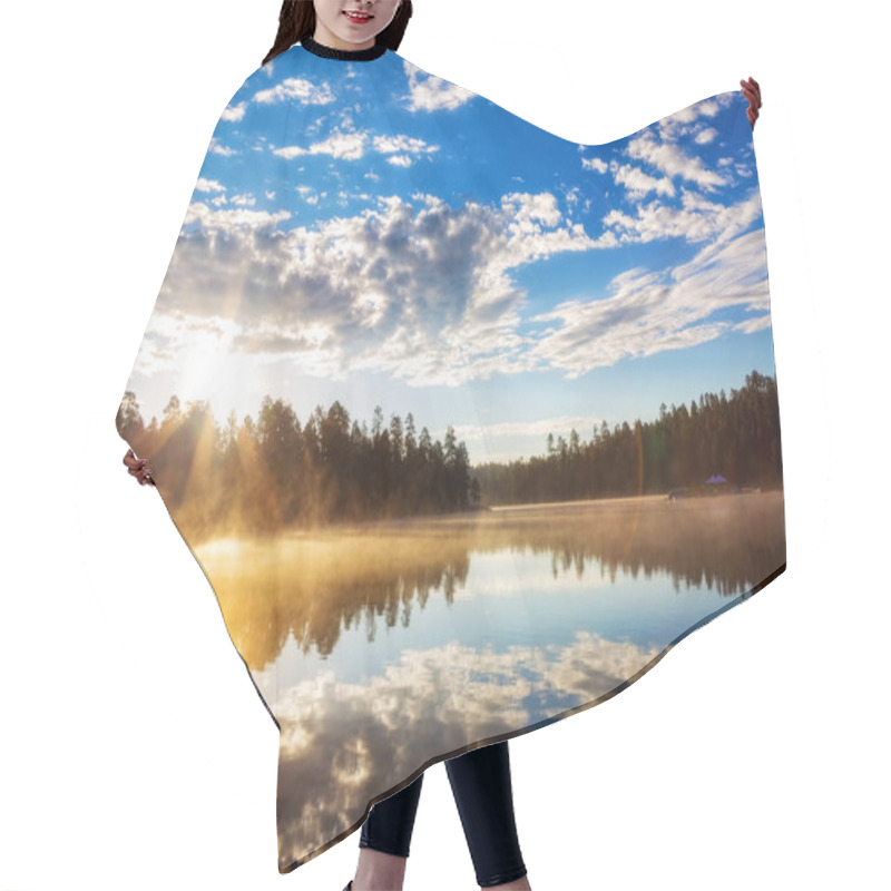 Personality  Sunrise Over Misty Lake In Payson, Arizona Hair Cutting Cape