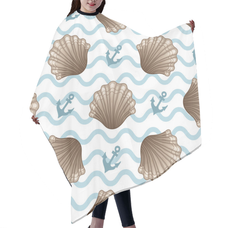 Personality  Seamless Pattern With Seashells Hair Cutting Cape