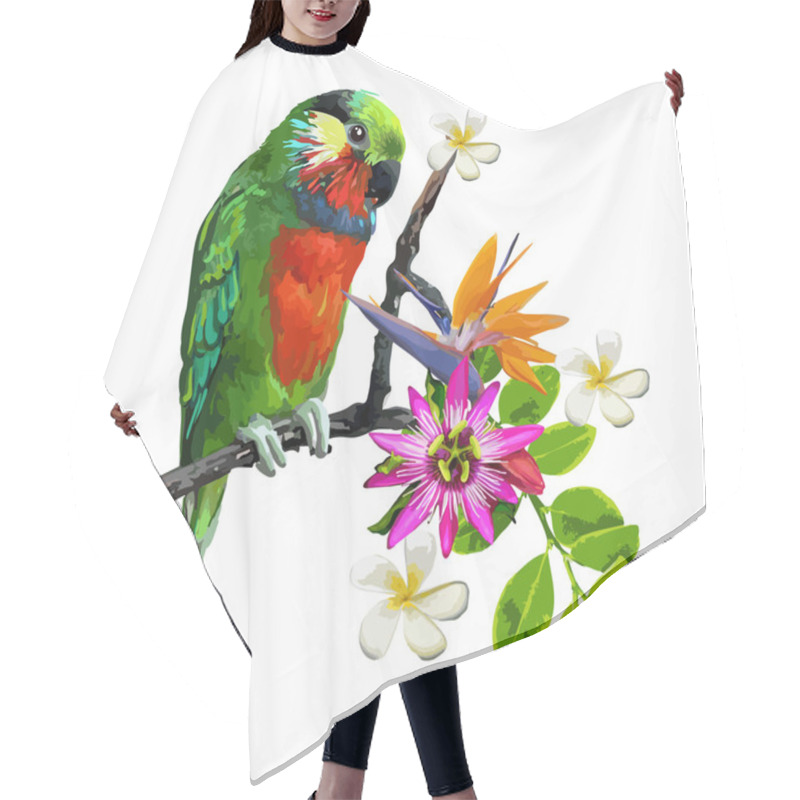 Personality  Exotic Birds And Beautiful Flowers Hair Cutting Cape