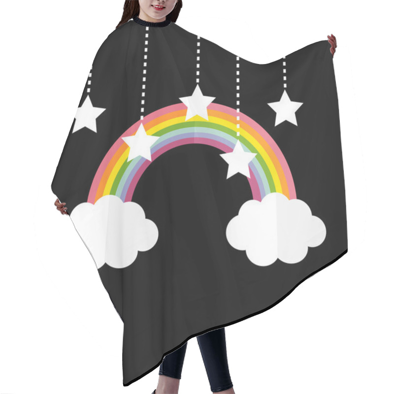 Personality  Rainbow On Clouds And Stars Hair Cutting Cape