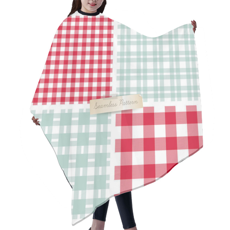 Personality  Checkered Seamless Pattern Set. Hair Cutting Cape