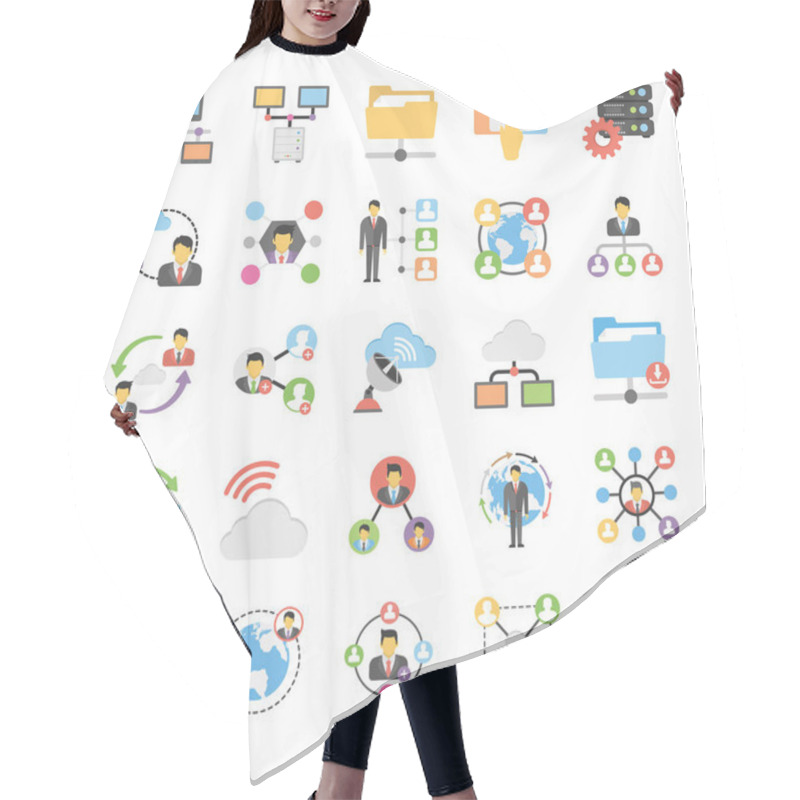 Personality  Communication And Networking Icons Set Hair Cutting Cape