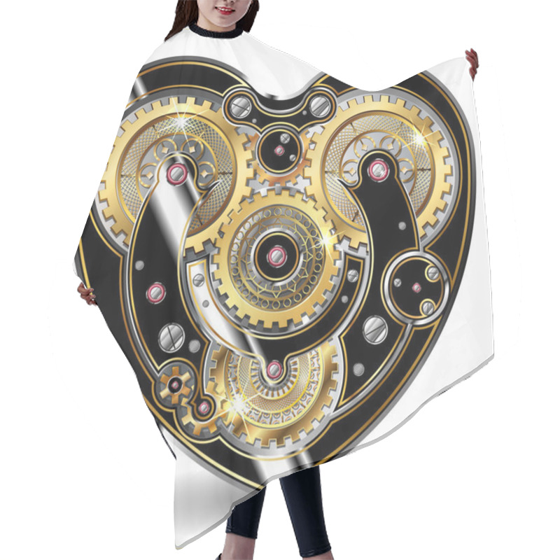 Personality  Steampunk Mechanical Heart Hair Cutting Cape