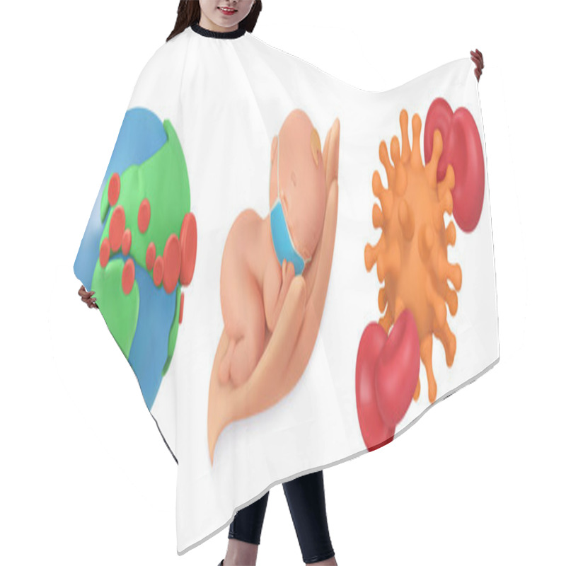 Personality  Viral Infection. Virus Protection. Plasticine Art Illustration. 3d Vector Concept Icons Hair Cutting Cape