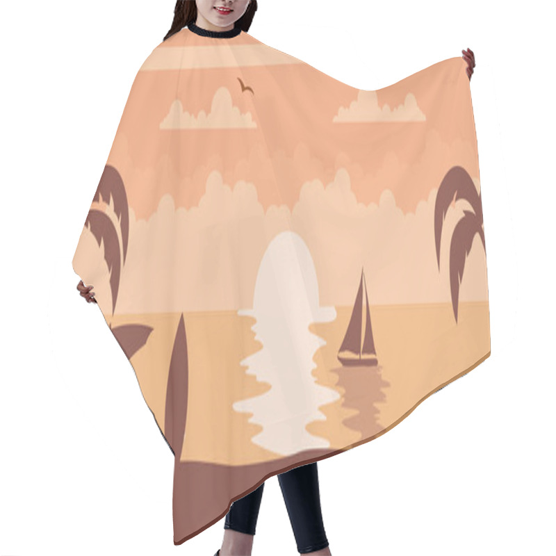 Personality  Summer Sunset Background With Sun On The Beach Hair Cutting Cape