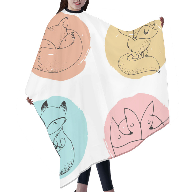 Personality  Fox Characters, Cute, Lovely Illustrations Hair Cutting Cape