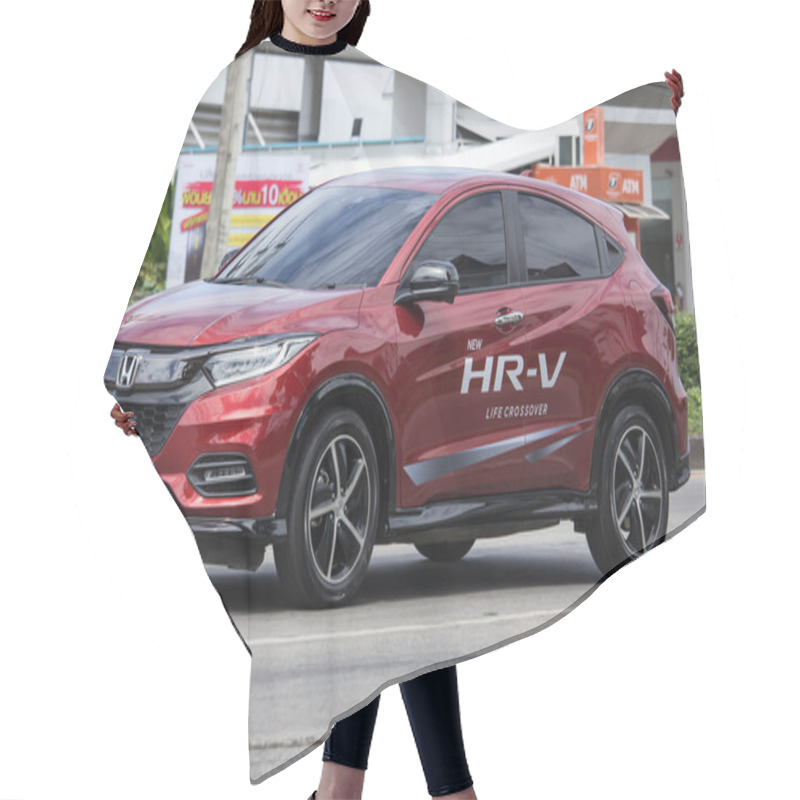 Personality  Chiangmai, Thailand -   October 10 2020:  Private Car New  Honda HRV City Suv Car. On Road No.1001 8 Km From Chiangmai City. Hair Cutting Cape