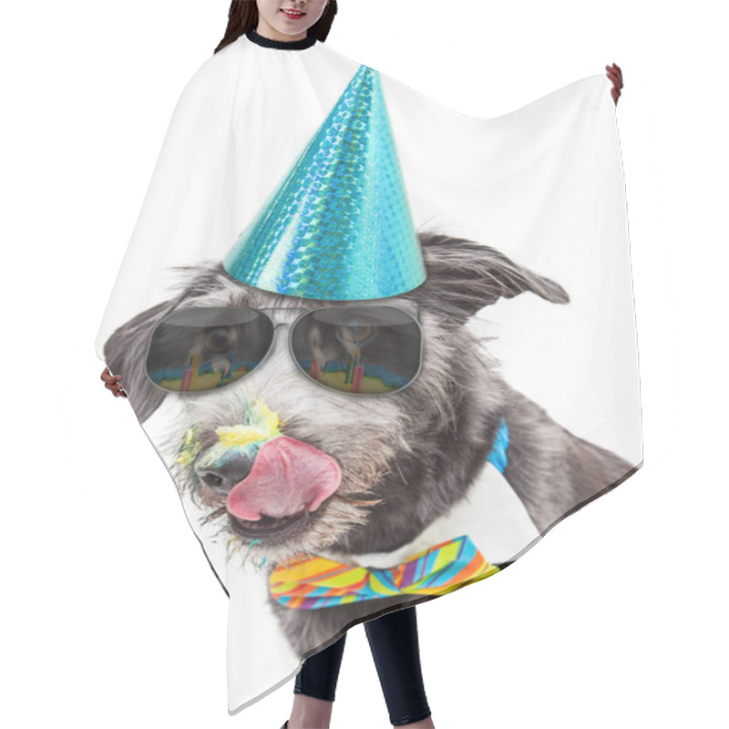 Personality  Funny Dog Eating Birthday Cake Hair Cutting Cape