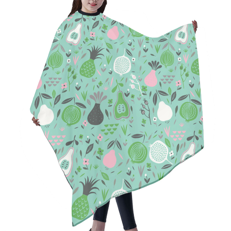 Personality  Pattern With Fruits And Flowers Hair Cutting Cape