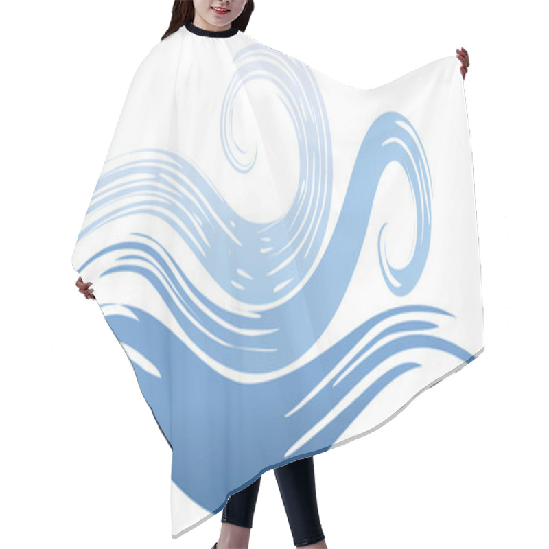 Personality  Painted Blue Wave Hair Cutting Cape