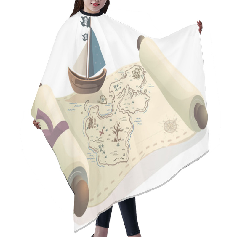 Personality  Treasure Map And Toy Boat Hair Cutting Cape