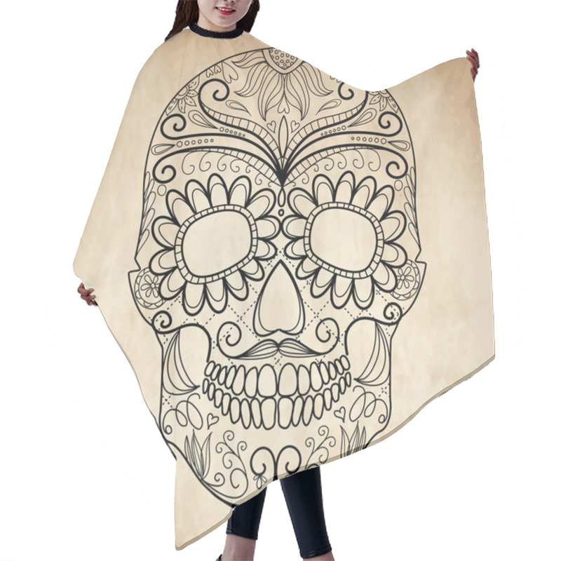 Personality  Day Of The Dead Grungy Skull Hair Cutting Cape