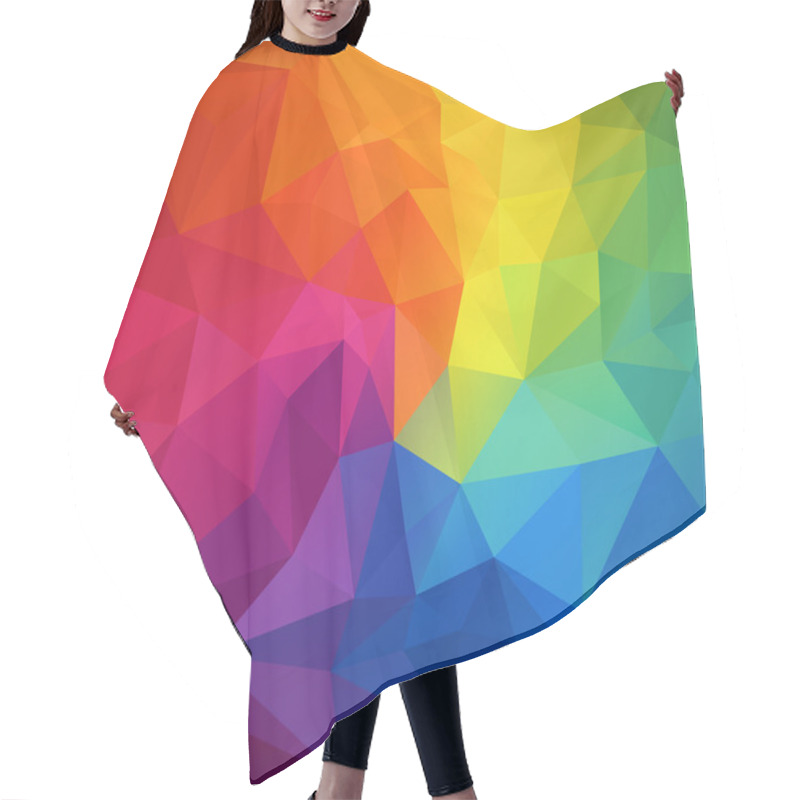 Personality  Vector Abstract Irregular Polygon Background With A Triangular Pattern In Full Color Rainbow Spectrum Colors Hair Cutting Cape