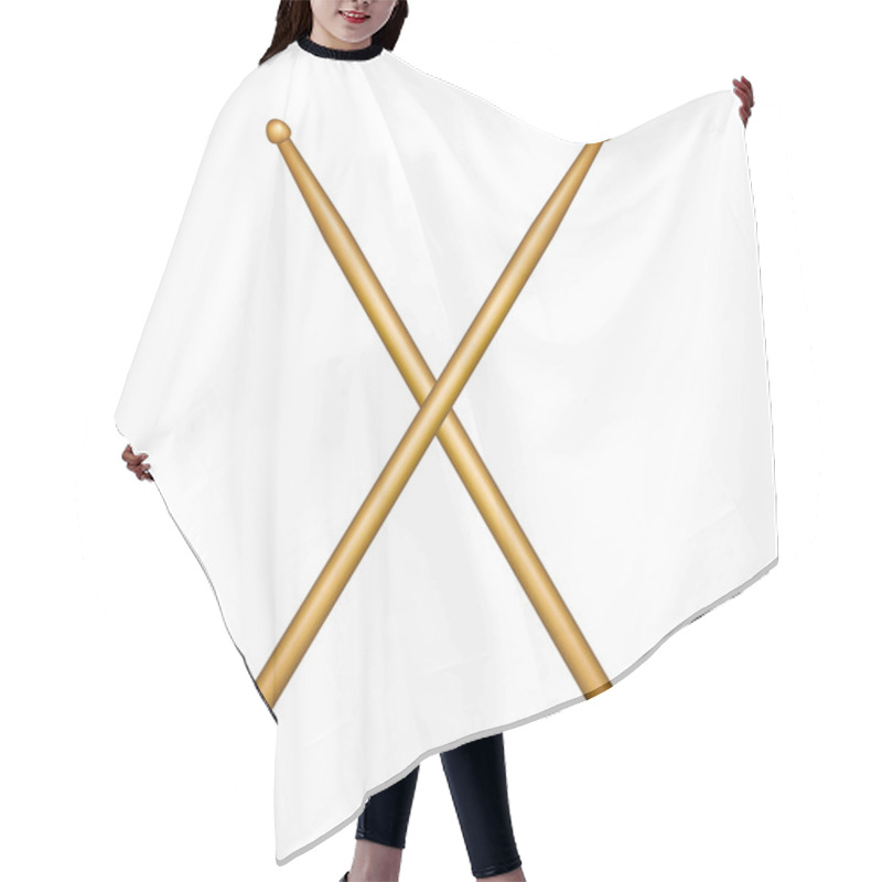 Personality  Crossed Pair Of Wooden Drumsticks Hair Cutting Cape