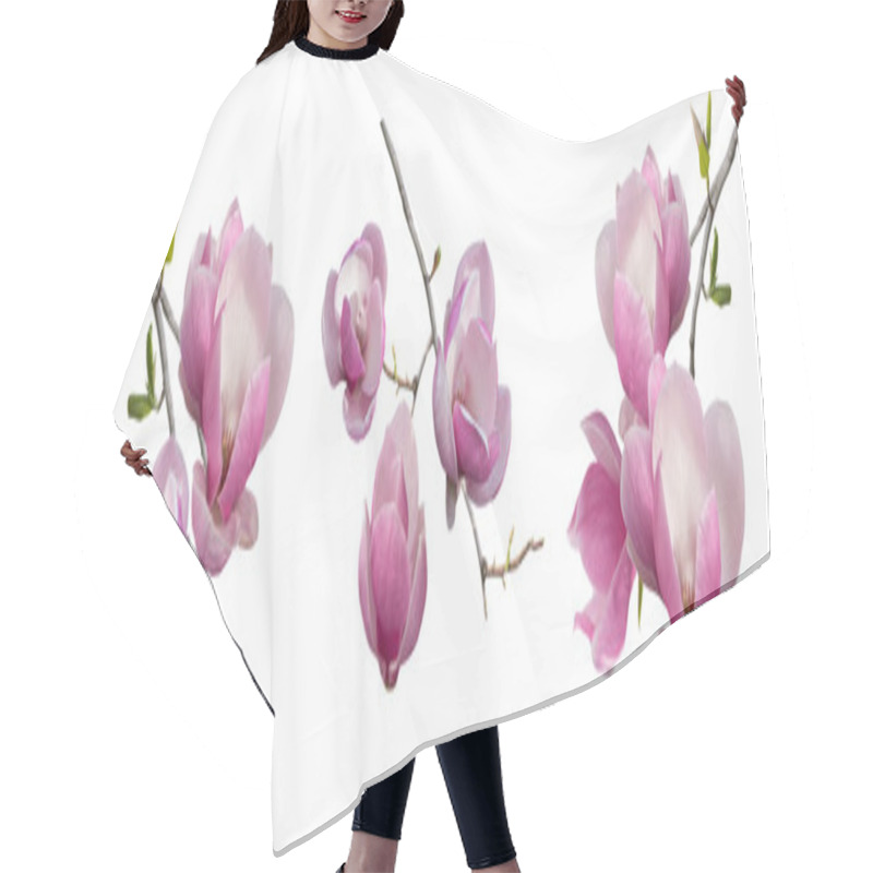 Personality  Branches Blooming Magnolia Isolated Hair Cutting Cape