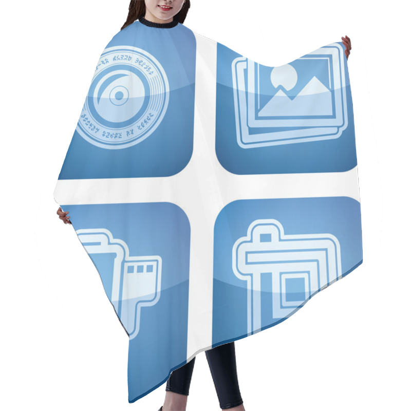 Personality  Photography Icons Set Hair Cutting Cape