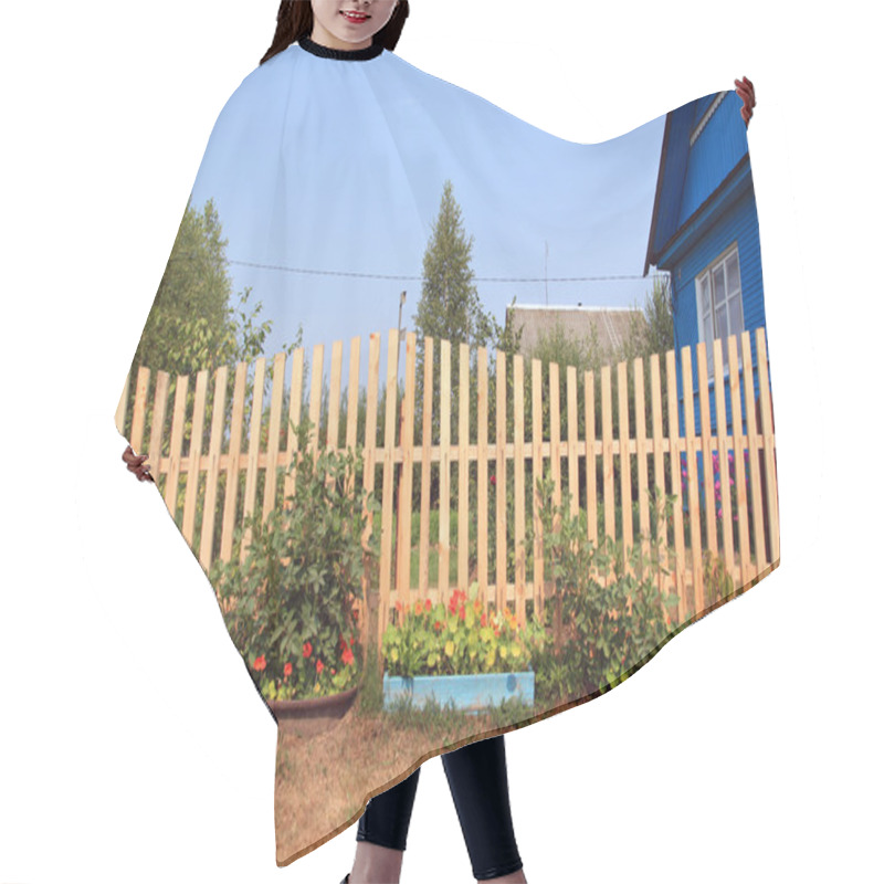 Personality  Autumn Flowerses Near Wooden Fence Hair Cutting Cape