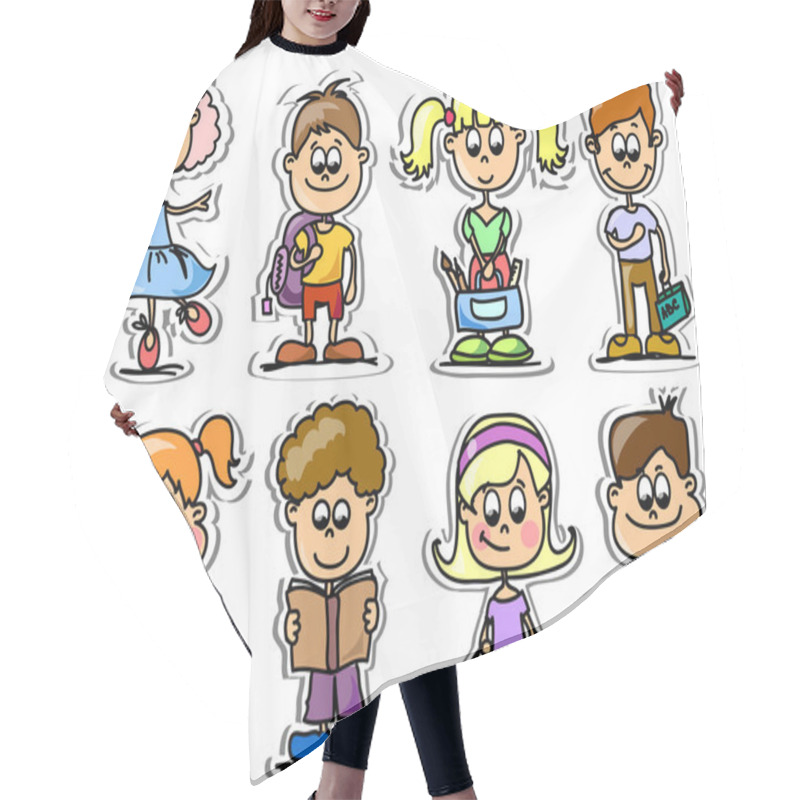 Personality  Cartoon Cute Schoolboys And Schoolgirls Hair Cutting Cape