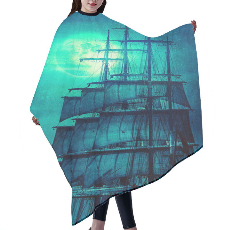 Personality  Pirate Ship Sailing To The Moon Hair Cutting Cape