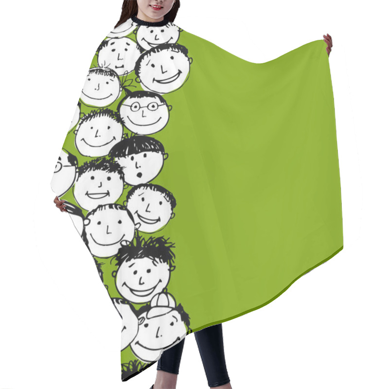 Personality  Crowd Of Funny Peoples, Seamless Background For Your Design Hair Cutting Cape