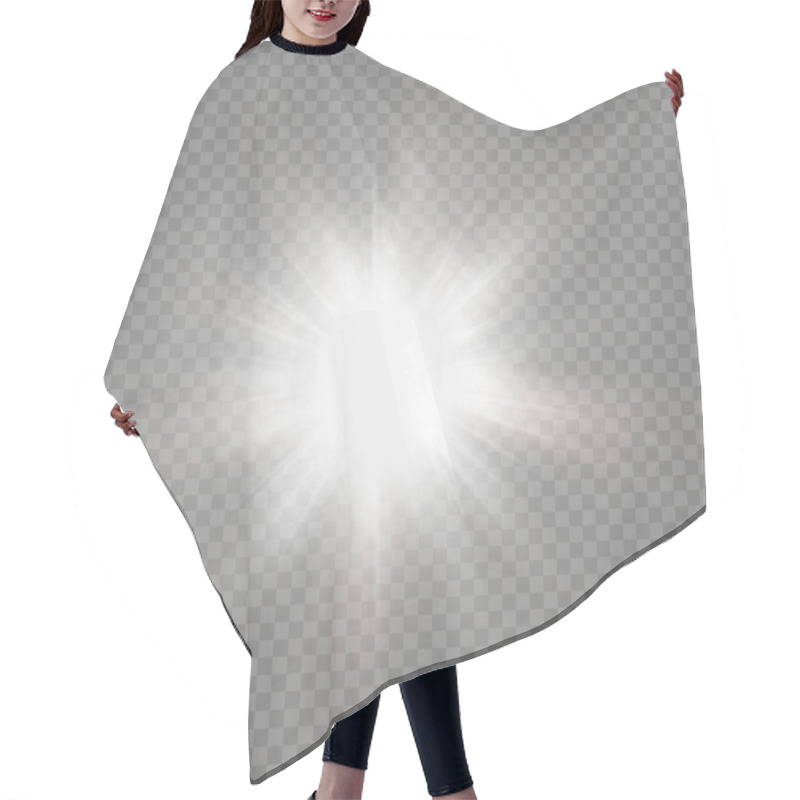 Personality  Abstract Transparent Sunlight Special Lens Flare Light Effect.Vector Blur In Motion Glow Glare. Isolated Transparent Background. Decor Element. Horizontal Star Burst Rays And Spotlight. Hair Cutting Cape