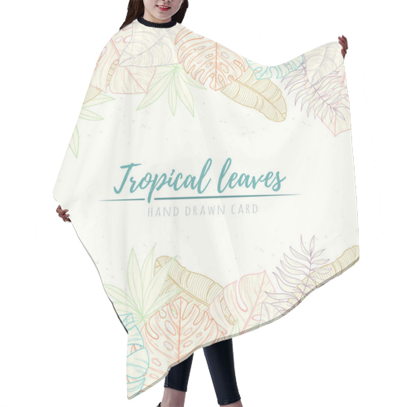 Personality  Hand Drawn Tropical Palm Leaves Card Hair Cutting Cape