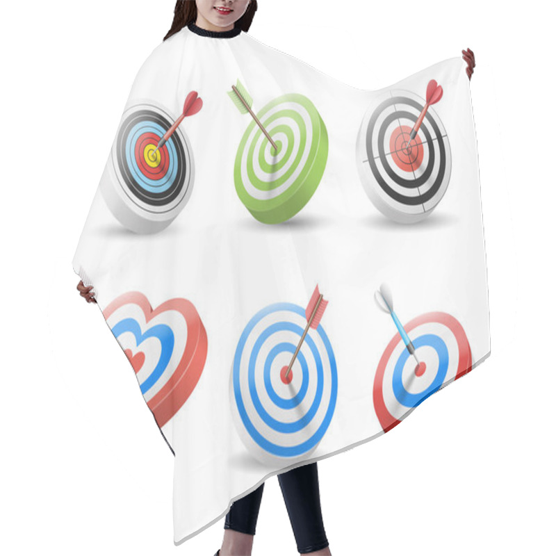 Personality  Set Of Targets And Arrows In Bullseye Isolated On White Background Hair Cutting Cape