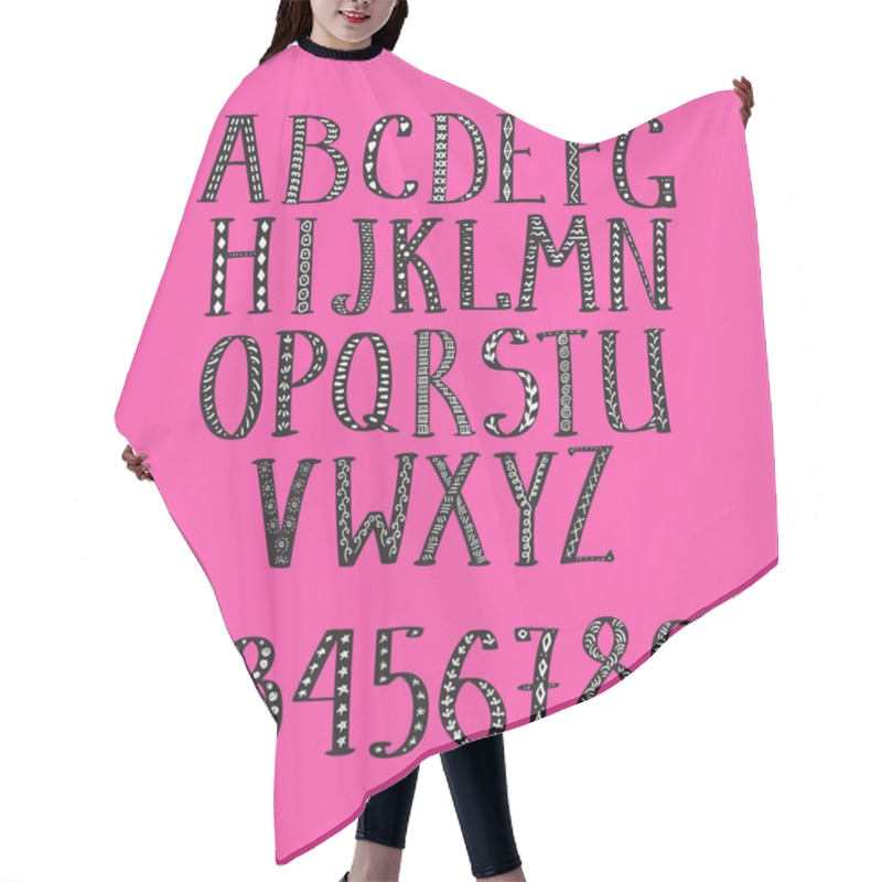 Personality  Hand Drawn Ethnic Alphabet Hair Cutting Cape