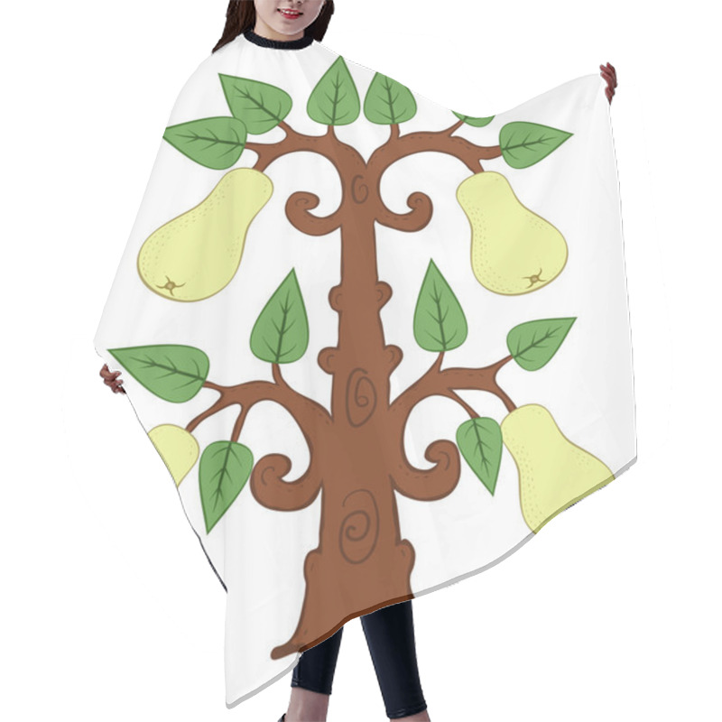 Personality  Drawn Pears With Leaves On The Tree Hair Cutting Cape