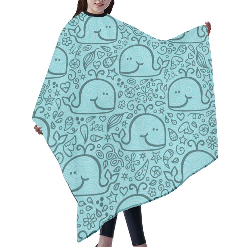 Personality  Doodle Whales Pattern . Hair Cutting Cape