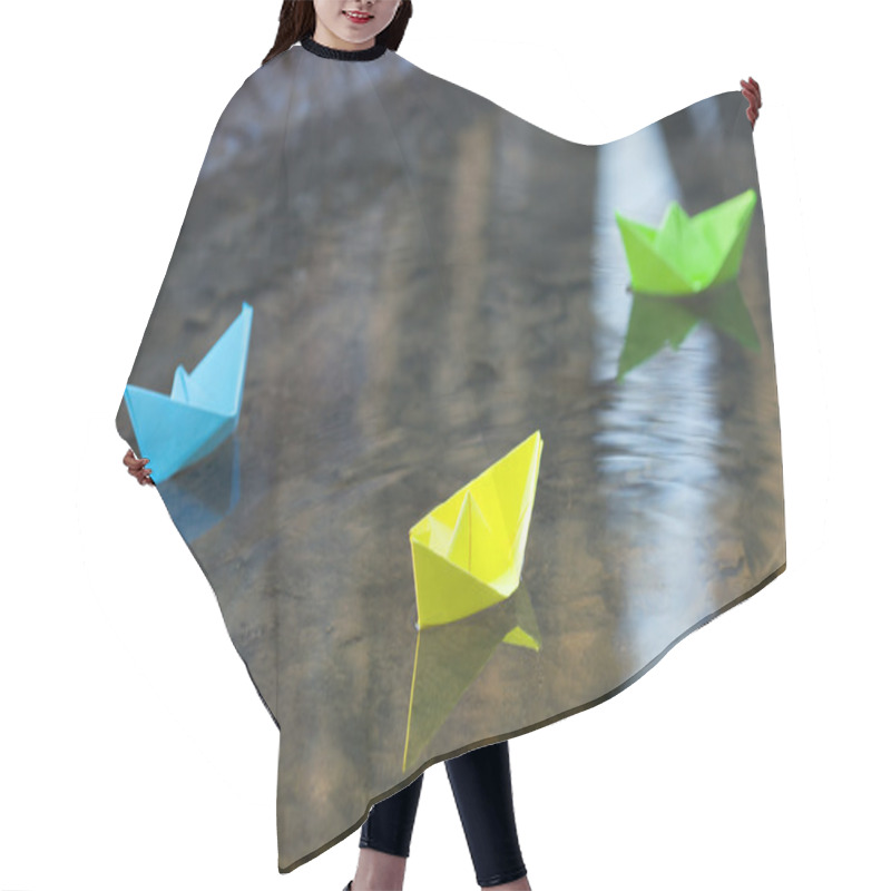 Personality  Blue Paper Boat In Water Hair Cutting Cape