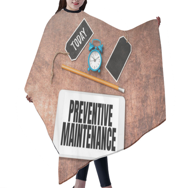 Personality  Sign Displaying Preventive Maintenance. Internet Concept Avoid Breakdown Done While Machine Still Working Time Managment Plans For Progressing Bright Smart Ideas At Work Hair Cutting Cape