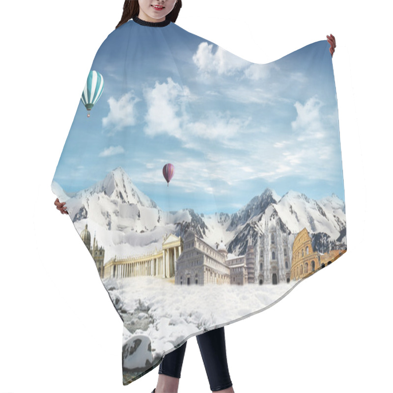 Personality  Italian Landmarks In The Snowfield Hair Cutting Cape