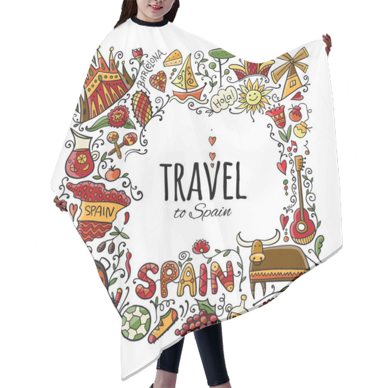 Personality  Travel To Spain. Greeting Card For Your Design Hair Cutting Cape