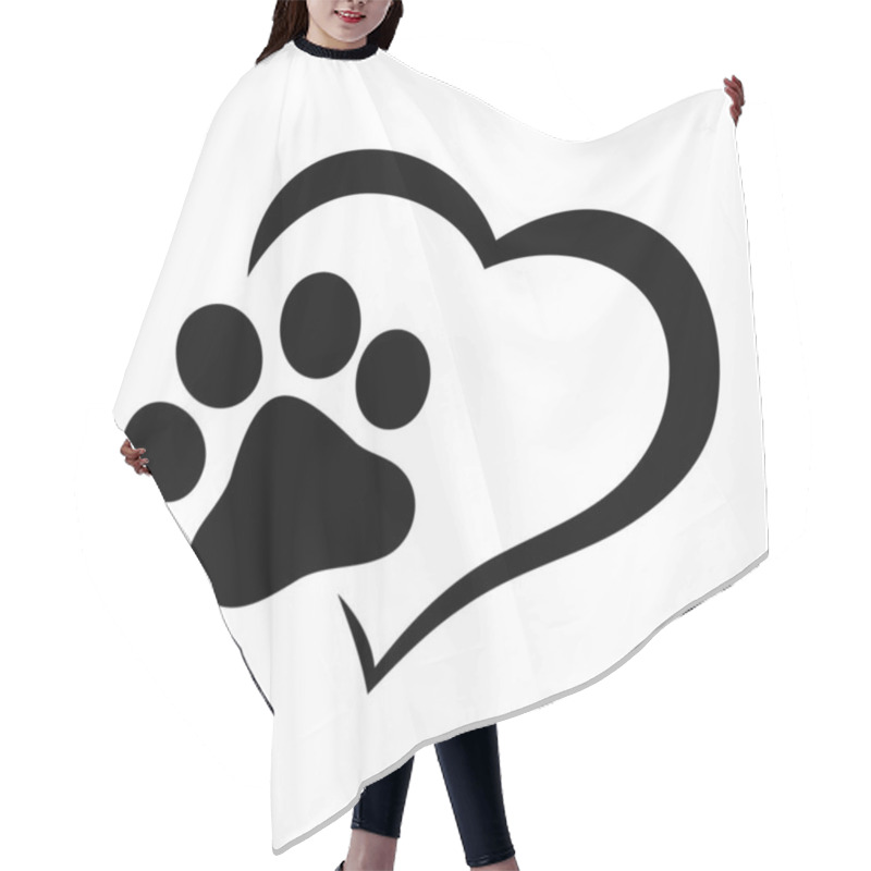 Personality  Heart With Paw. Traces Of Dogs Or Cats. Vector Isolated Silhouette Hair Cutting Cape