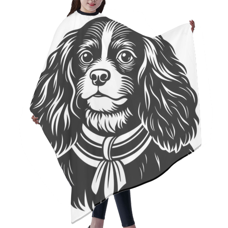 Personality  Detailed Black And White Dog Vector For Design Projects Hair Cutting Cape