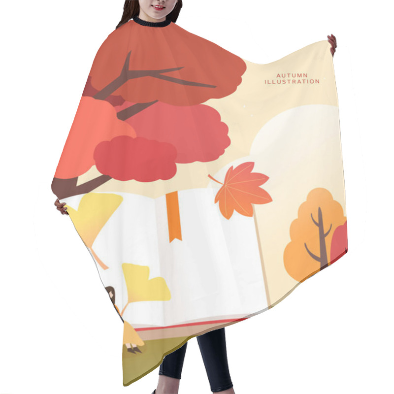 Personality  Cool Autumn Scenery Illustration Hair Cutting Cape