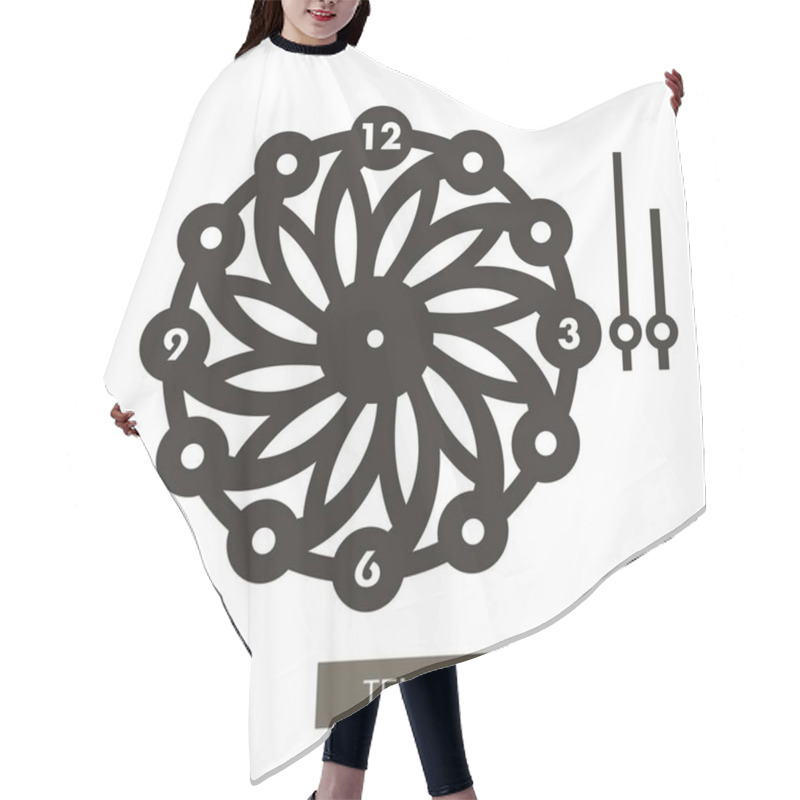 Personality  Openwork Dial With Arrows And Arabic Numerals. Silhouette Of Clock On White Background. Decor For Home. Template For Laser Cutting, Wood Carving, Paper Cut And Printing. Vector Illustration. Hair Cutting Cape