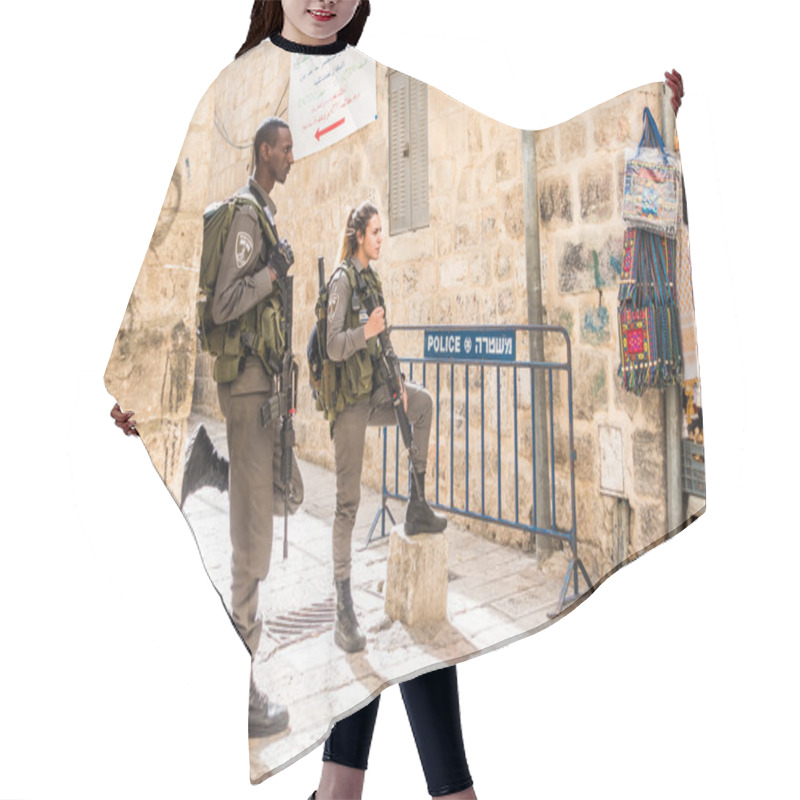 Personality  Israeli Soldiers - Man And Woman - Guarding Jerusalem Hair Cutting Cape