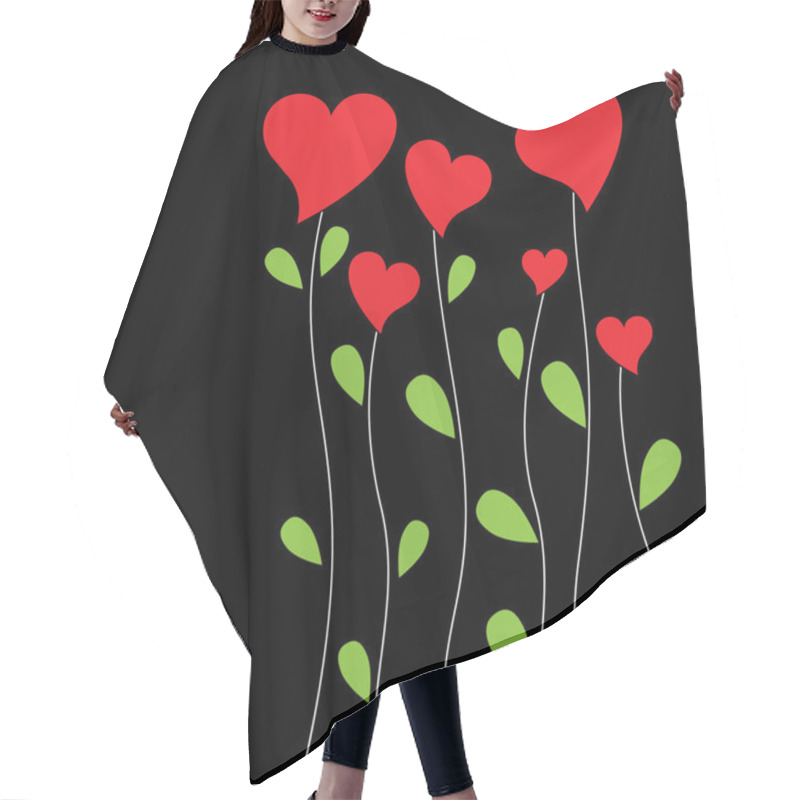 Personality  Vector Floral Background With Hearts Hair Cutting Cape